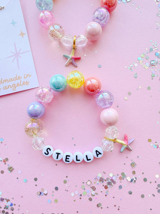 Rainbow Starfish Beaded Charm Bracelet : Child 6”