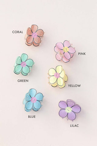 Scribble Flower Hair Clip Hair Claw: Coral
