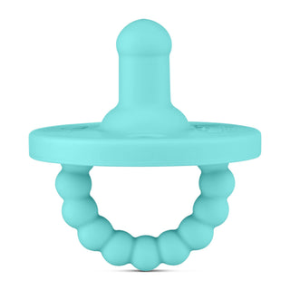 Cutie PAT Round (0-24m) Pacifier + Teether Sets: Blue Clear