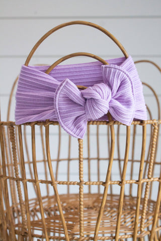 Purple Ribbed + Tie on Headwrap : One Size (4months+) - Lindsey Paige