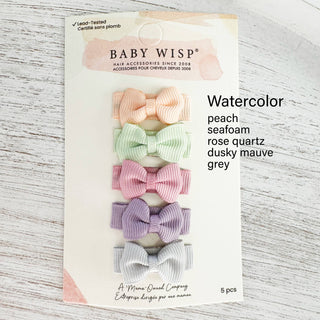 5 Tiny Tuxedo Bow Toddler Bow Barrettes - Watercolors
