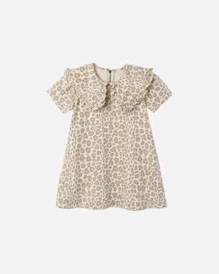 Collared Denim Mini Dress in Light Leopard – Rylee + Cru girls dress with oversized ruffle collar