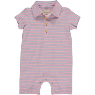 DRIFT Pink/Lilac Stripe Pique Polo Romper - Lindsey Paige