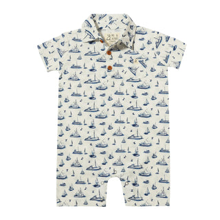 MOLOKAI Navy Boats Printed Romper - Lindsey Paige