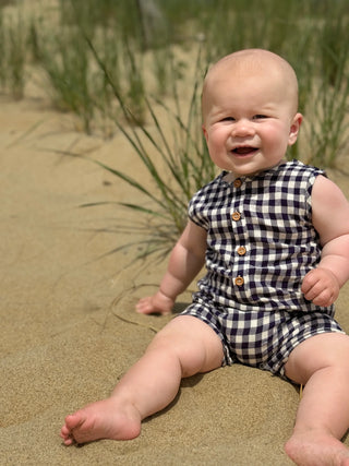 CABIN Navy/Cream Plaid Playsuit - Lindsey Paige