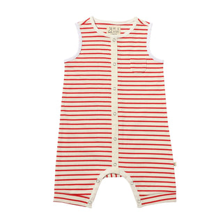 PABLO Red/White Ribbed Playsuit - Lindsey Paige