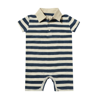 SALTASH Navy/White Stripe Polo Romper - Lindsey Paige