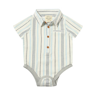 HELFORD Navy/Blue/White Wide Stripe Woven Onesie - Lindsey Paige