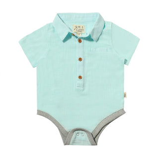 HELFORD Seafoam Stripe Woven Onesie - Lindsey Paige