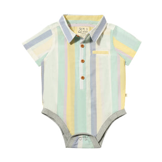 HELFORD Blue/Yellow Stripe Woven Onesie - Lindsey Paige