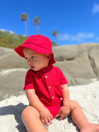 Red Twill Fisherman Bucket Hat - Lindsey Paige