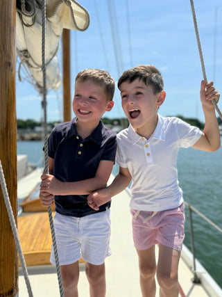 SHIPPING White Pique Polo - Lindsey Paige