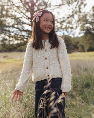 Patch Pocket Pant in Dark Indigo – styled with a sweater, Rylee + Cru kids wide-leg denim pant