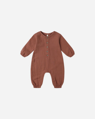 cranberry or rust colored jumpsuit