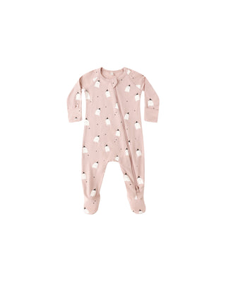 Bamboo Zip Footie || Pink Ghosts - Lindsey Paige