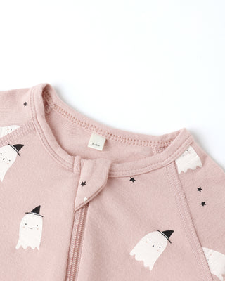 Bamboo Zip Footie || Pink Ghosts - Lindsey Paige