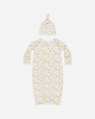 bloom gown and hat