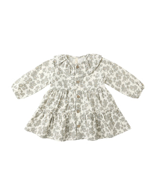 Floral dress with long sleeves on a white background