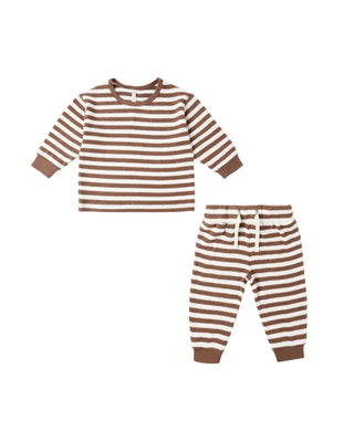cedar brown stripe 2 piece long sleeve set