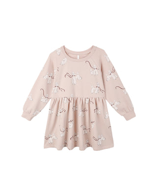 pink sweatshirt dress with poodles and ribbon