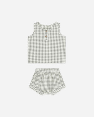 Green Gingham Tank Set