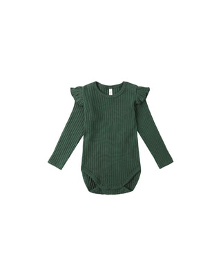 Shoulder Ruffle Bodysuit || Green - Lindsey Paige