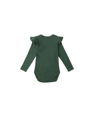 Shoulder Ruffle Bodysuit || Green - Lindsey Paige
