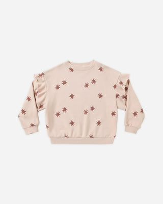 Ruffle Sweatshirt + Coast Legging Set in Clay Stars – French terry ruffle sweatshirt in star print on blush