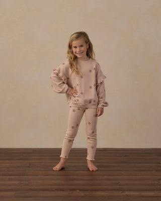 Ruffle Sweatshirt + Coast Legging Set in Clay Stars – Rylee + Cru girls sweatshirt and legging set