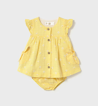 Mayoral Baby Girl Yellow Floral Button Dress - Lindsey Paige