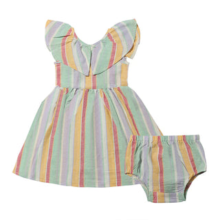 Harper Dress in Berry Aqua Stripe - Lindsey Paige
