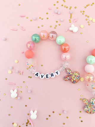 Confetti Bunny Rabbit Charm Bracelet: Child 6”