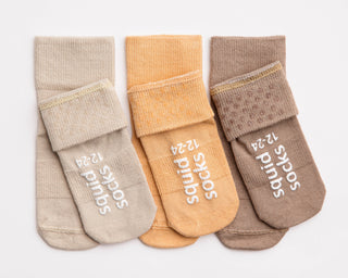 Caramel - Non-Slip Baby Socks Toffee, Butterscotch, Coffee : 6 - 12M - Lindsey Paige