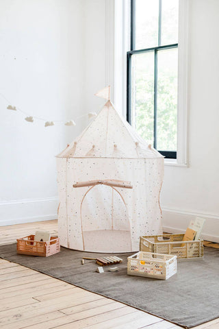 Recycled Fabric Play Tent Castle - Prints: Gingham Blue - Lindsey Paige