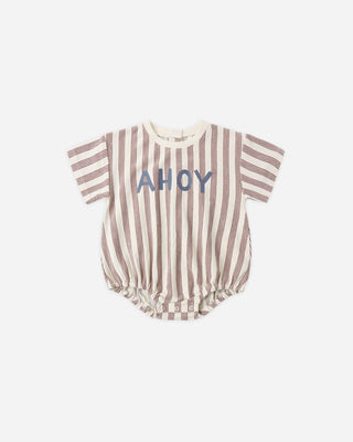 Ahoy Nautical Striped Baby Bubble Romper - Relaxed Vintage Fit - Lindsey Paige