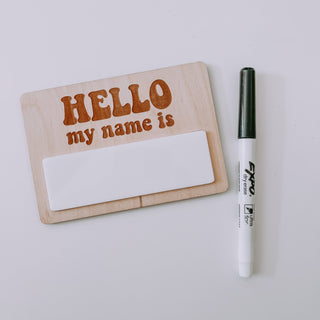 Hello my name is, Wooden Name Tag, Birth Announcement: No Print