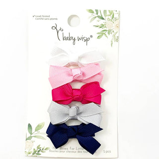 5 Chelsea Boutique Grosgrain Bows on Snap Clips - Prep Girl
