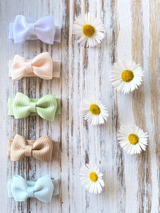 5 Tiny Tuxedo Bows on Snap Clips - Tranquility - Lindsey Paige