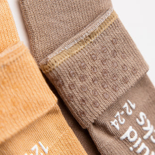 Caramel - Non-Slip Baby Socks Toffee, Butterscotch, Coffee : 0 - 6M