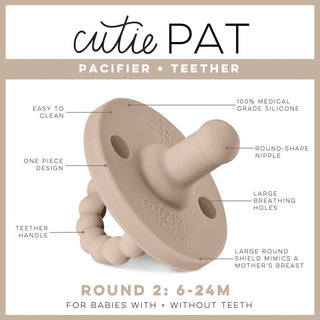 Cutie PAT Round (0-24m) Pacifier + Teether: White