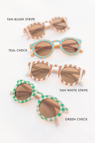 Retro Groovy Toddler Kids Sunglasses: Teal Check
