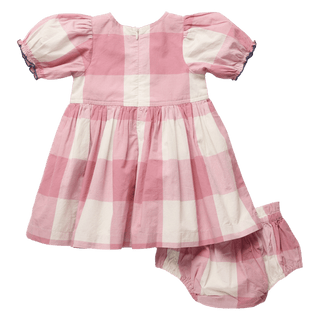 Baby Girls Hermione Dress Set- Pink Checks - Lindsey Paige