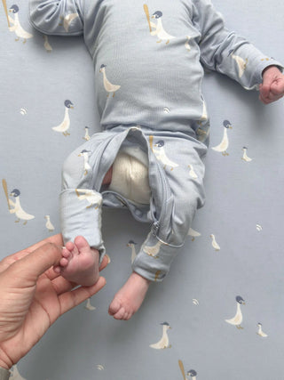 Bamboo Convertible Baby Pajamas - Baseball Goose - Lindsey Paige