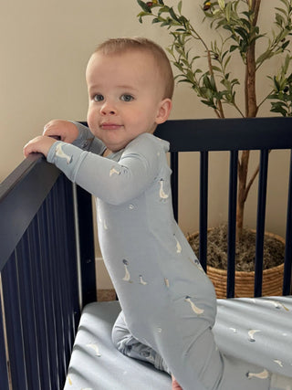 Bamboo Convertible Baby Pajamas - Baseball Goose - Lindsey Paige