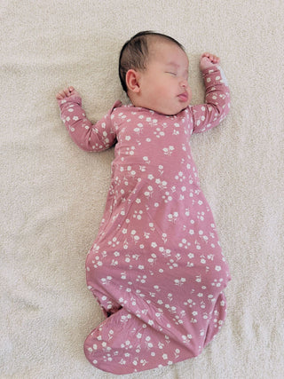Bamboo Zipper Baby Gown – Mini Floral Print (NB - 3M) - Lindsey Paige