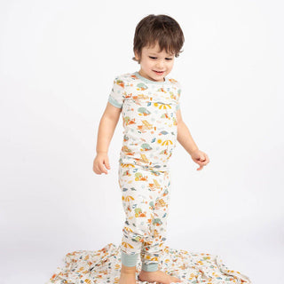 Beach Day Bamboo Short Sleeve Kids Pajama Pants Set - Lindsey Paige