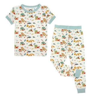 Beach Day Bamboo Short Sleeve Kids Pajama Pants Set - Lindsey Paige
