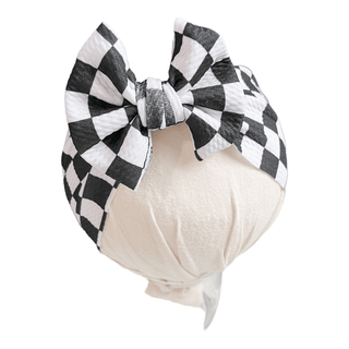 Black and White Checkered Headwrap Baby Bow, Baby Girl Bow - Lindsey Paige