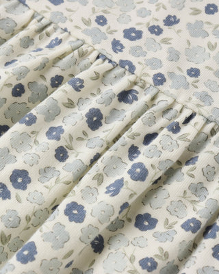 Blue Ditsy Floral Toddler Babydoll Dress – Soft Ruffle Sleeve Comfort - Lindsey Paige