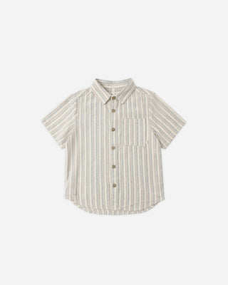 Boys Nautical Stripe Short Sleeve Button - Down Shirt - Lindsey Paige